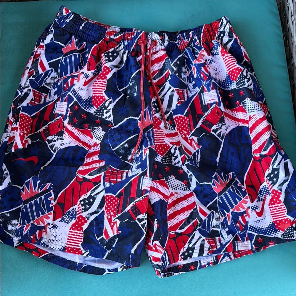 Nike Red and Blue Graphic Shorts